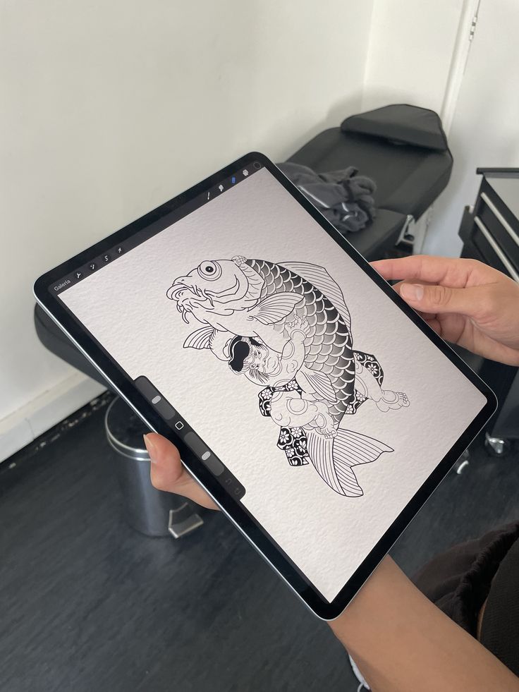 Disegno digitale di una carpa koi
